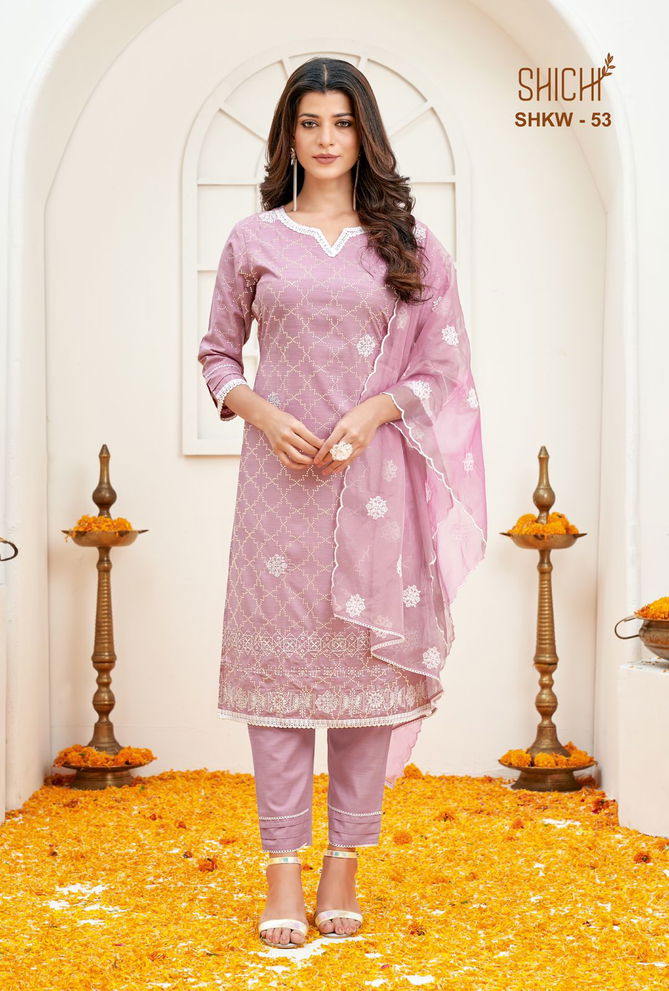 Shichi Khwab Collection Exclusive Festive Wear Cotton Kurti With Pant And Dupatta Collection